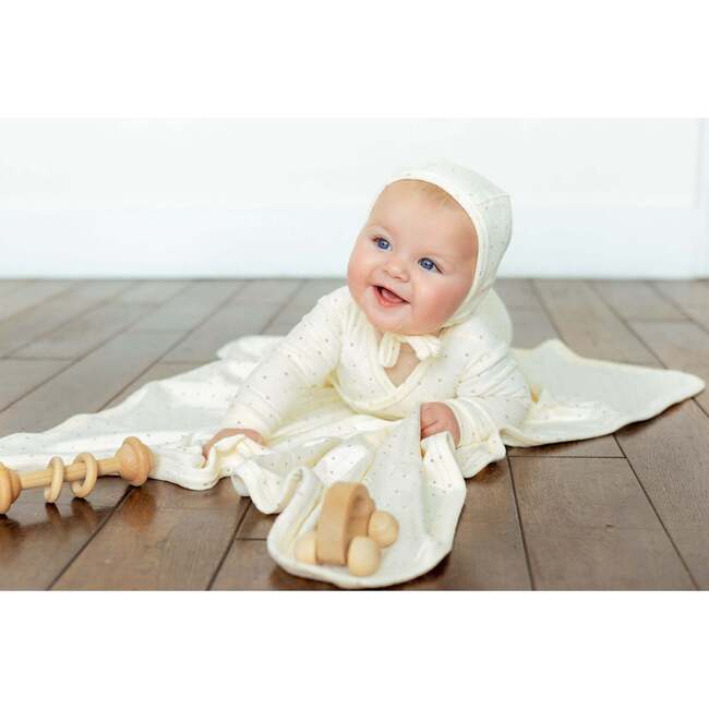 Velour Dot Pattern Wrap Footie, Girl - Footie Pajamas - 3