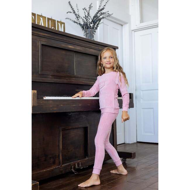 Velour Patch Footie, Pink - Footie Pajamas - 2