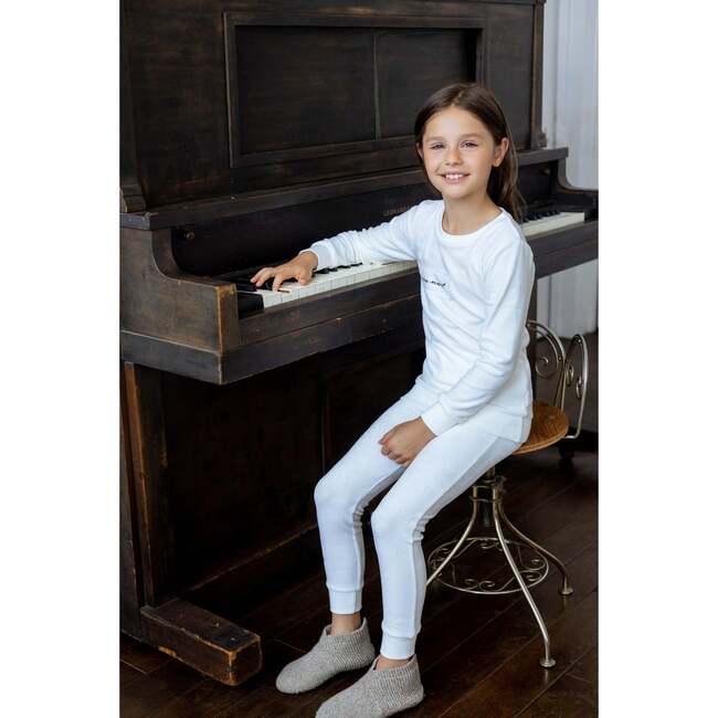 Velour Patch Footie, Ivory - Footie Pajamas - 3