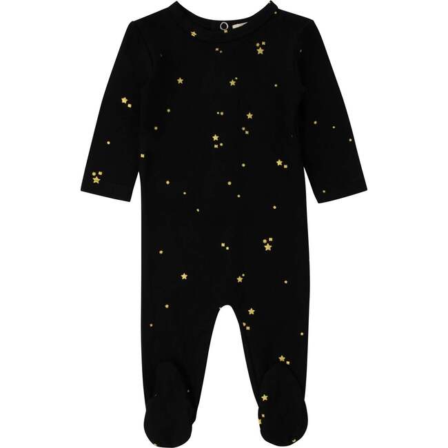 Bamboo Star Print Footie, Black