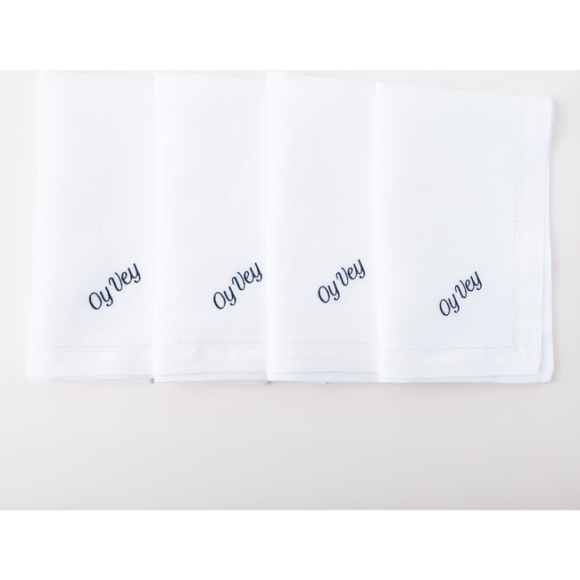 OY Vey Dinner Napkins, Navy