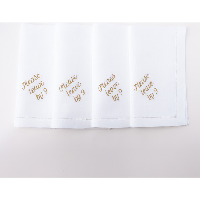 Please Leave by 9 Dinner Napkins, Gold