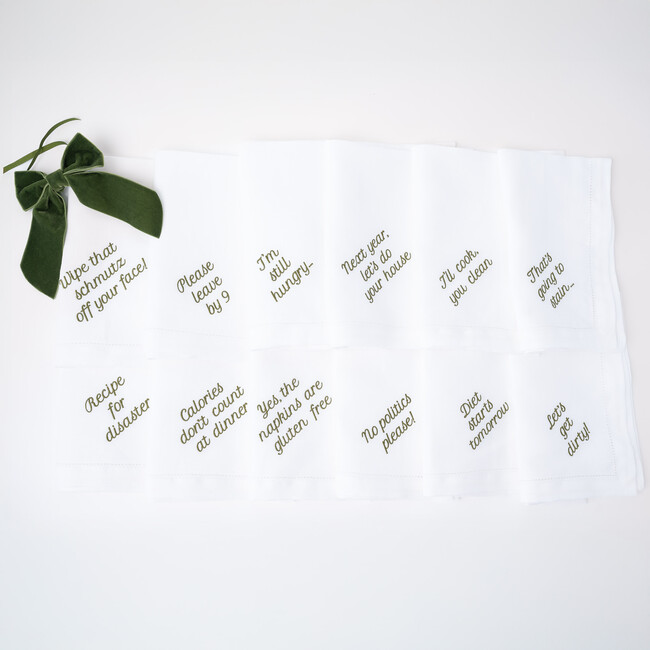 Mixed Messages Dinner Napkins, Green