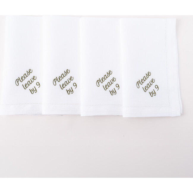 Please Leave by 9 Dinner Napkins, Green