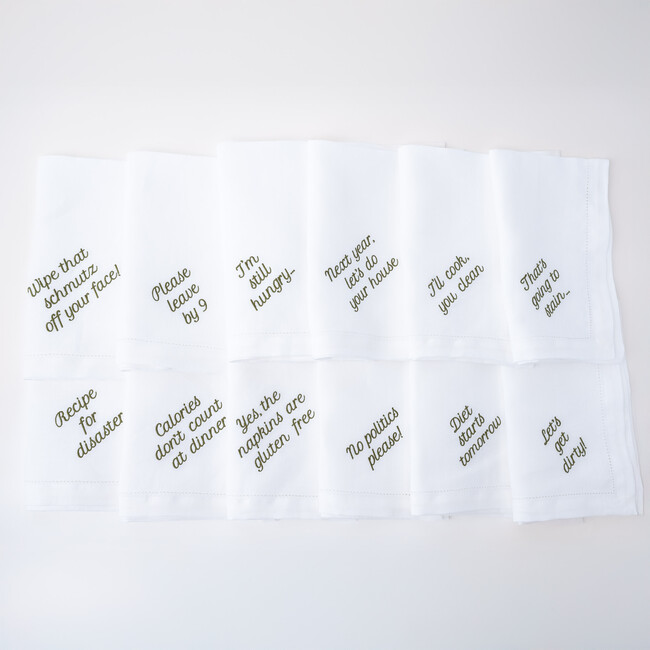 Mixed Messages Dinner Napkins, Green - Tabletop - 2