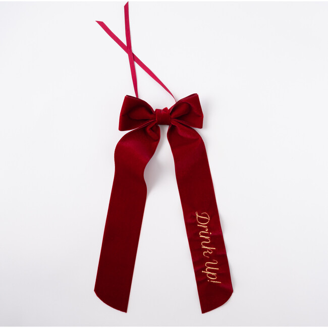 Wine Bow, Drink Up, Red with Gold