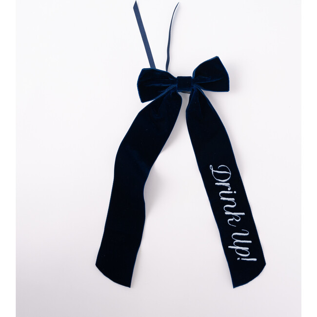 Wine Bow, Drink Up Navy with Silver