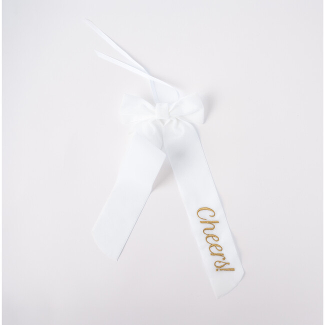 Wine Bow, Cheers, White with Gold