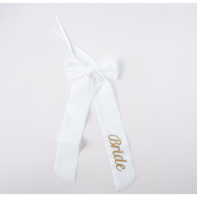 Wine Bow, Bride, White with Gold