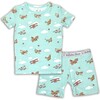 Vintage Airplanes Bamboo Kids Pajama Short Set, Blue - Pajamas - 1 - thumbnail