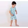 Vintage Airplanes Bamboo Kids Pajama Short Set, Blue - Pajamas - 5