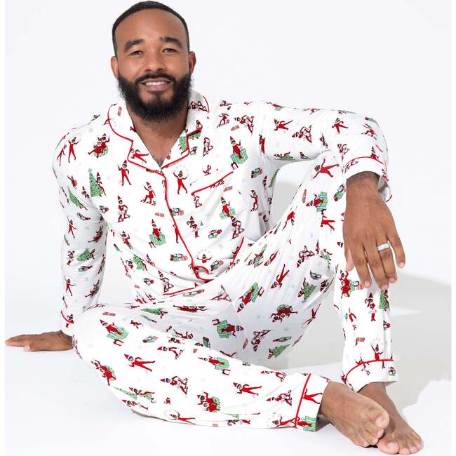 The Elf On The Shelf Bamboo Men's Pajama Set, White - Pajamas - 4