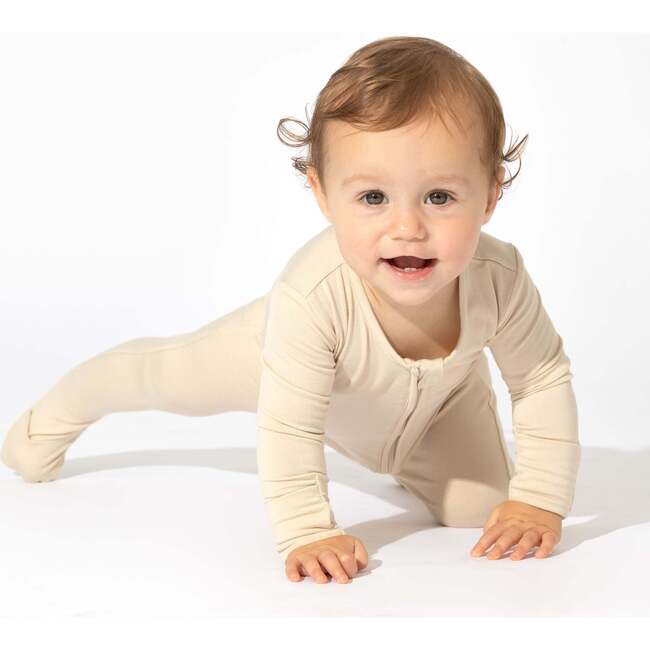 Oat Bamboo Convertible Footie, Beige - Footie Pajamas - 2