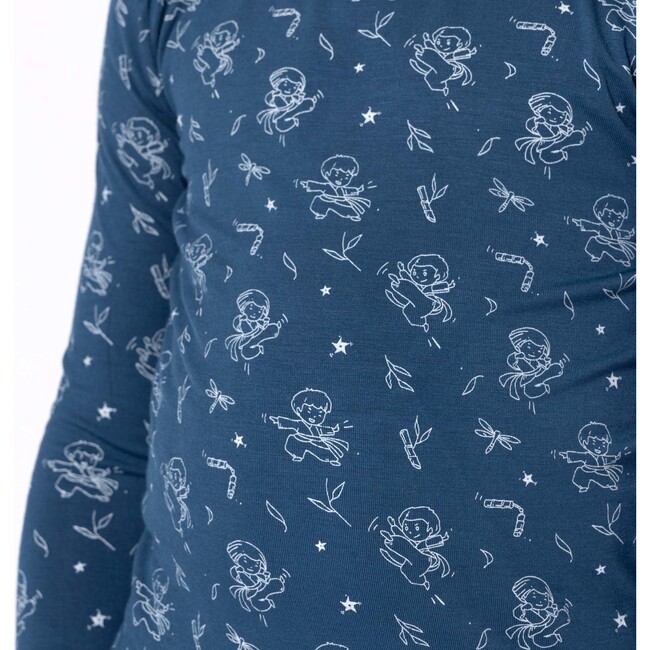 Ninja Bamboo Kids Pajamas, Blue - Pajamas - 2