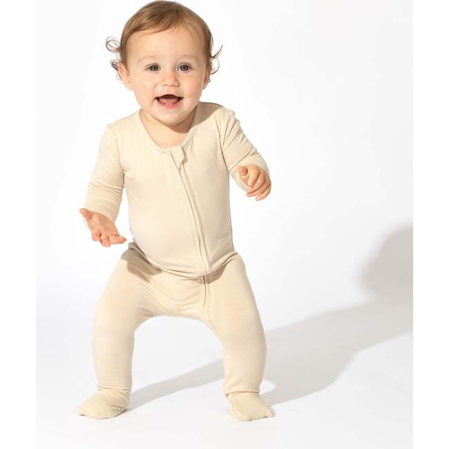 Oat Bamboo Convertible Footie, Beige - Footie Pajamas - 3