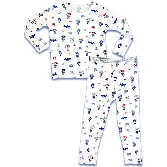 Pirate Bamboo Kids Pajamas, White