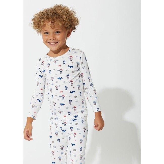 Pirate Bamboo Kids Pajamas, White - Pajamas - 4