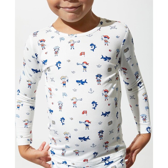 Pirate Bamboo Kids Pajamas, White - Pajamas - 7