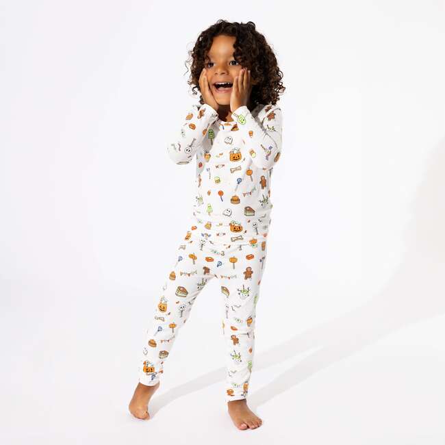 Halloween Treats Bamboo Kids Pajamas, White - Pajamas - 2
