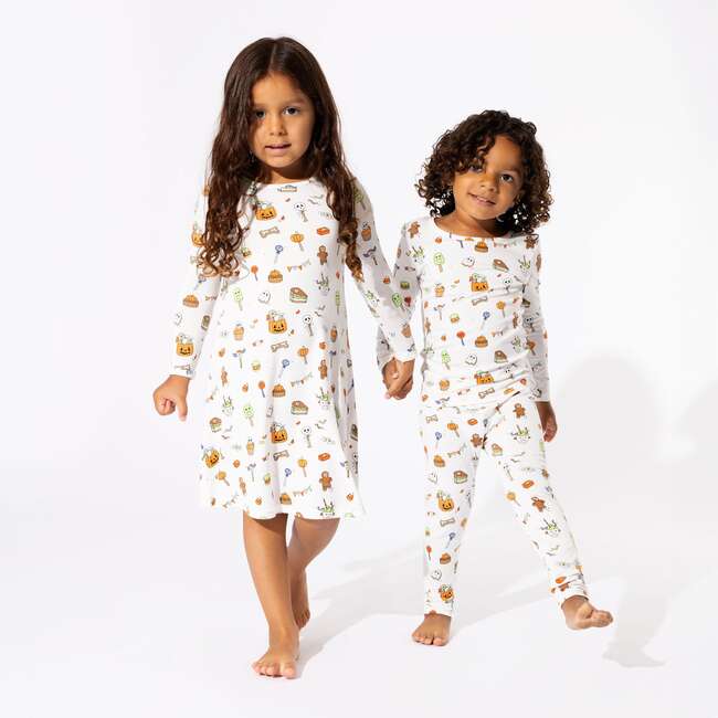 Halloween Treats Bamboo Kids Pajamas, White - Pajamas - 4
