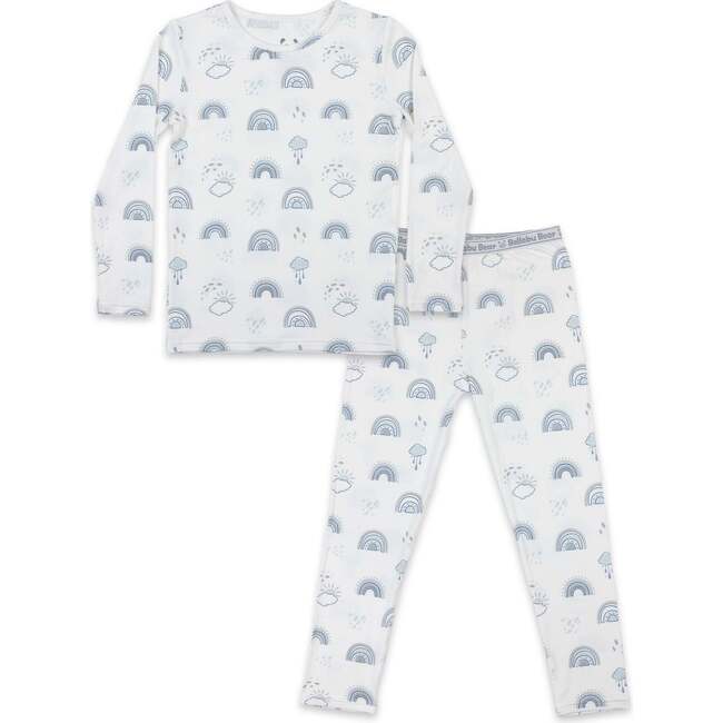 Grey Rainbows Bamboo Kids Pajamas, White
