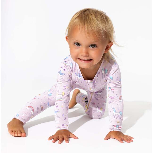 Enchanted Unicorn Bamboo Convertible Footie, Purple - Footie Pajamas - 2