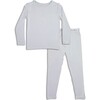 Cloud Grey Bamboo Kids Pajamas, Grey - Pajamas - 1 - thumbnail