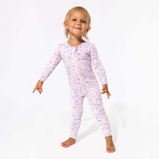 Enchanted Unicorn Bamboo Convertible Footie, Purple - Footie Pajamas - 3