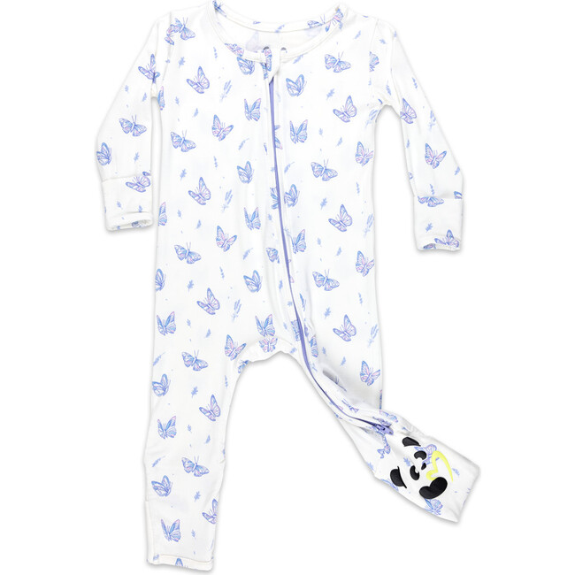 Butterfly Bamboo Convertible Footie, White