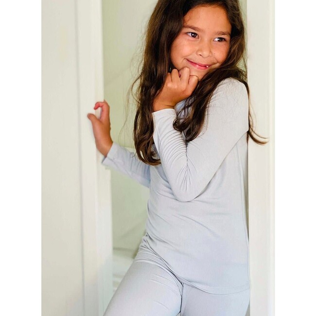 Cloud Grey Bamboo Kids Pajamas, Grey - Pajamas - 4