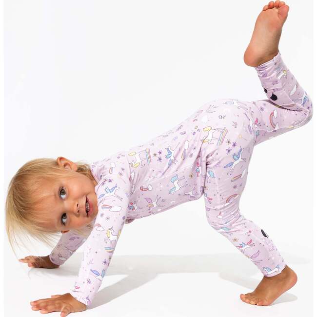 Enchanted Unicorn Bamboo Convertible Footie, Purple - Footie Pajamas - 4