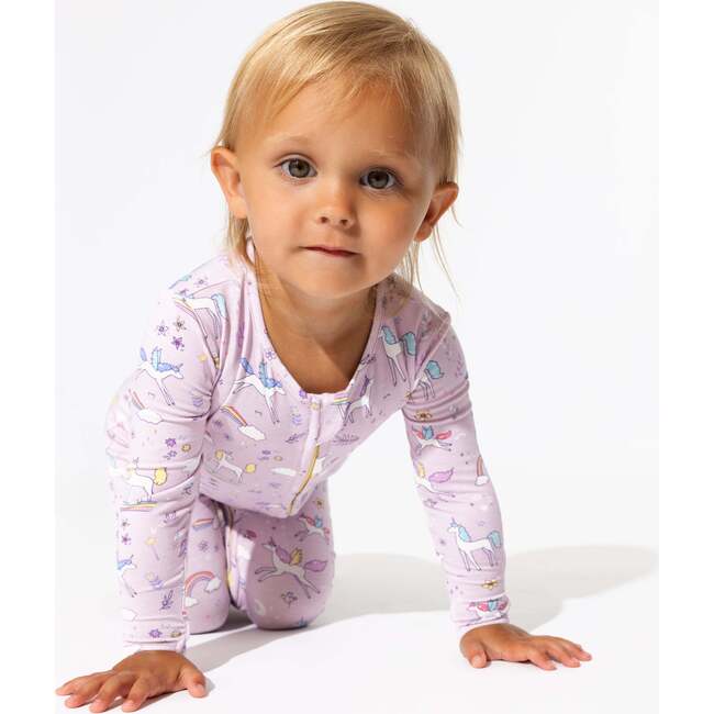 Enchanted Unicorn Bamboo Convertible Footie, Purple - Footie Pajamas - 5