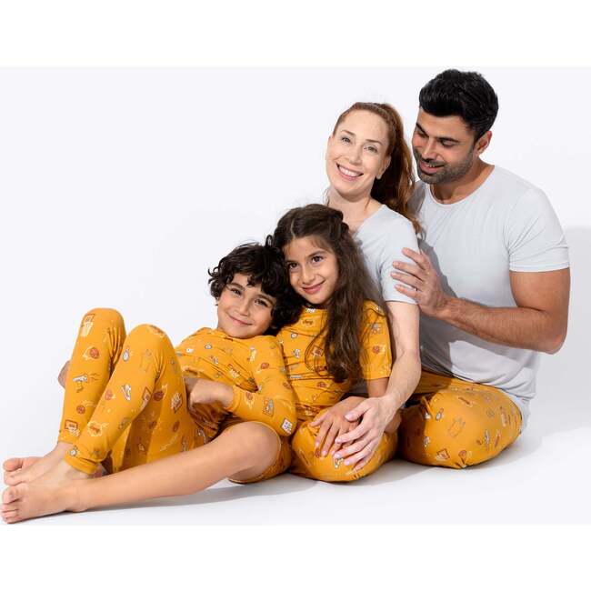 Basketball Bamboo Men's Pajama Set, Orange - Pajamas - 3
