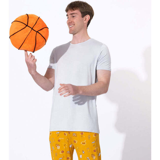 Basketball Bamboo Men's Pajama Set, Orange - Pajamas - 5