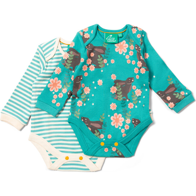 Winter Rabbits Baby Bodysuit 2 Pack, Green