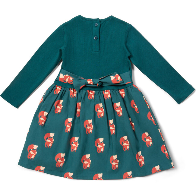 Red Foxes Long Sleeve Twirler Dress, Blue