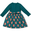 Red Foxes Long Sleeve Twirler Dress, Blue - Dresses - 2