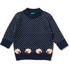 Navy Sheep Snuggly Knitted Jumper, Navy - Sweatshirts - 1 - thumbnail