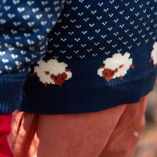 Navy Sheep Snuggly Knitted Jumper, Navy