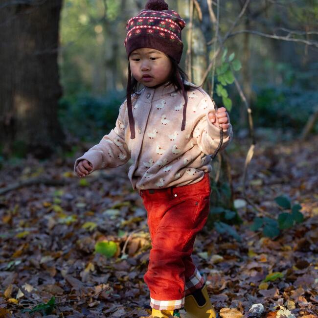 Little Ducks Knitted Cardigan, Oatmeal - Cardigans - 3