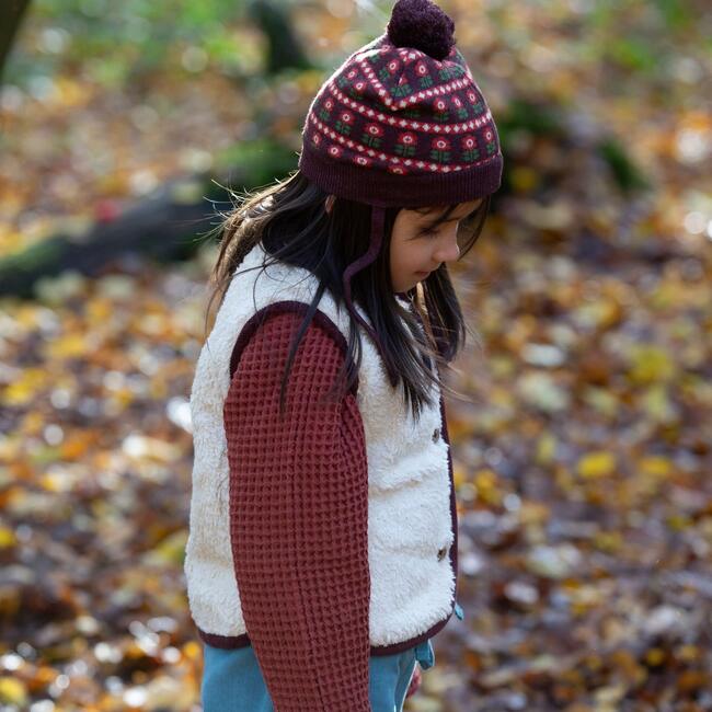 Ginger Chunky Waffle Long Sleeve Top, Orange - T-Shirts - 3