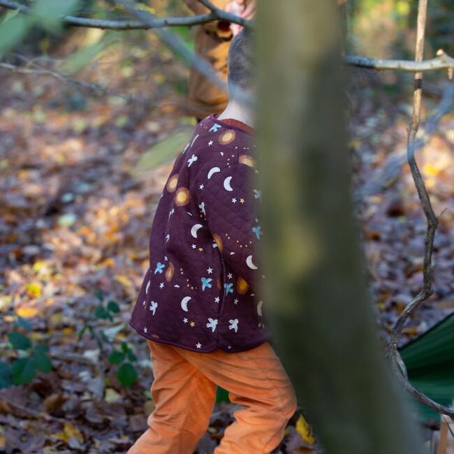 Flying Birds Quilted Jacket, Brown - Jackets - 3