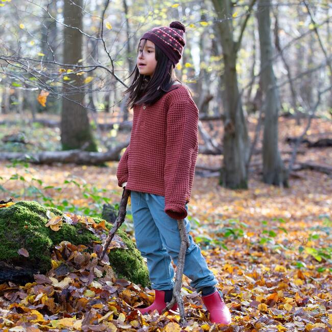 Ginger Chunky Waffle Long Sleeve Top, Orange - T-Shirts - 5
