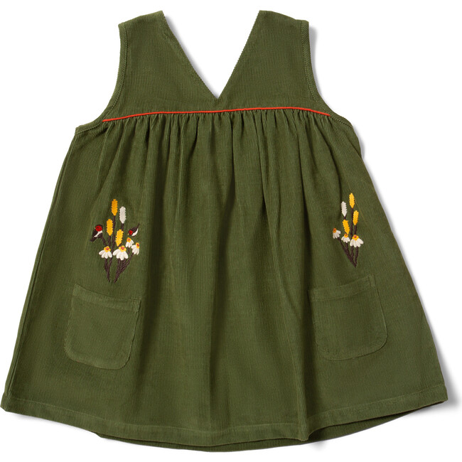 Chive Corduroy Swing Dress, Green