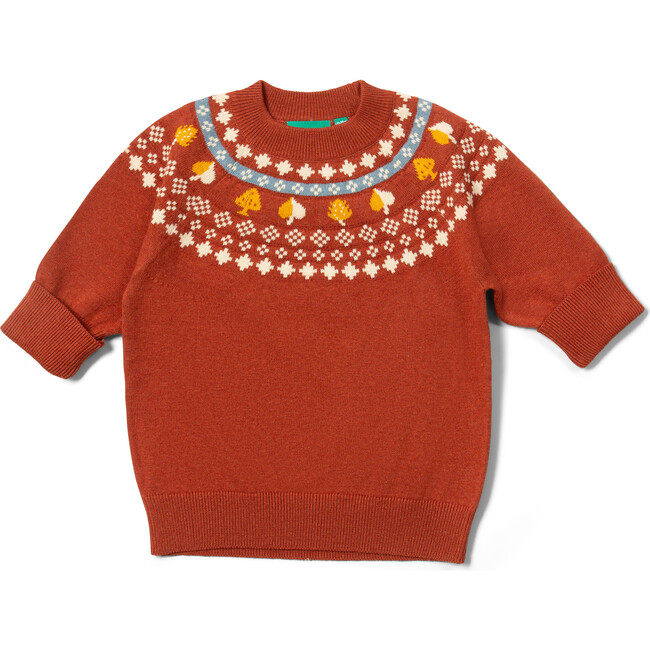 Autumn Leaves Fairisle Knitted Jumper, Orange - Sweatshirts - 1