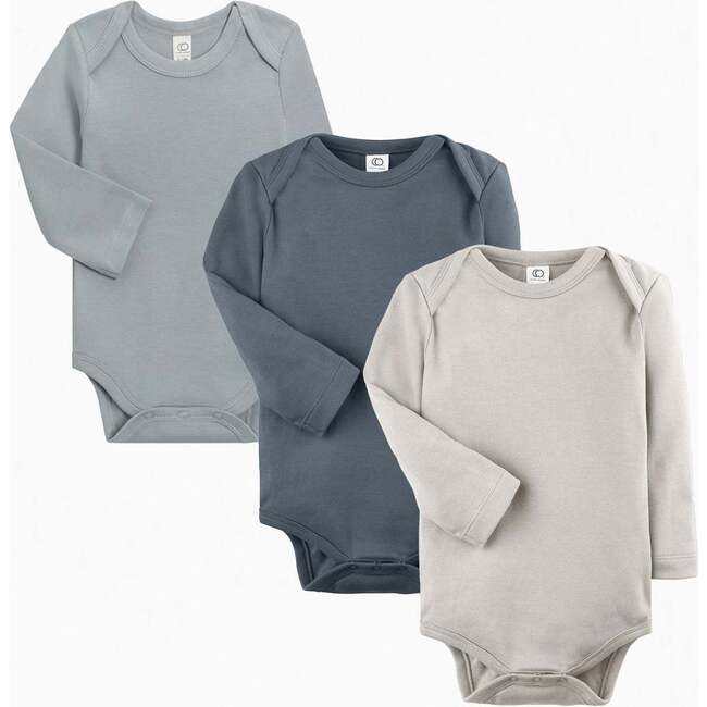 3-Pack Classic Long Sleeve Bodysuit Bundle Harbor + Mist + Stone