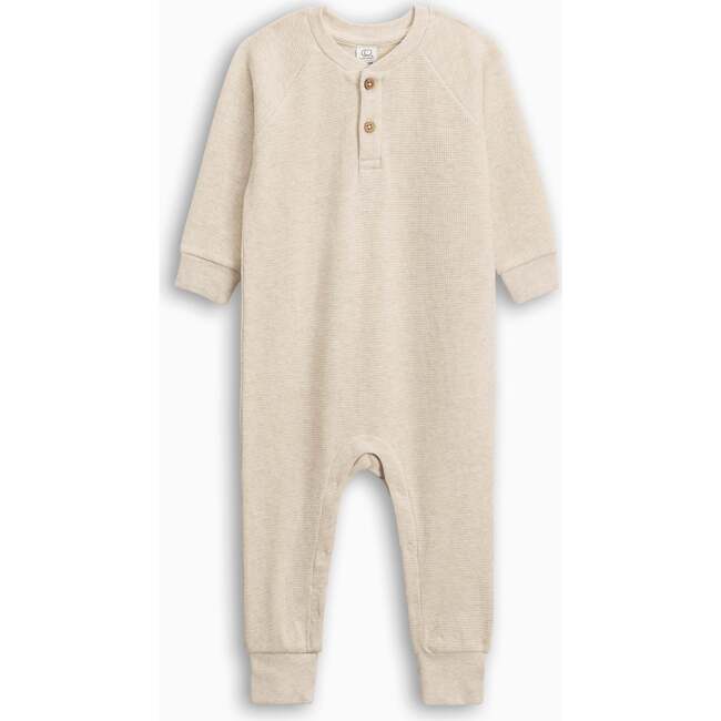 Crosby Waffle Knit Henley Romper Heather Oat