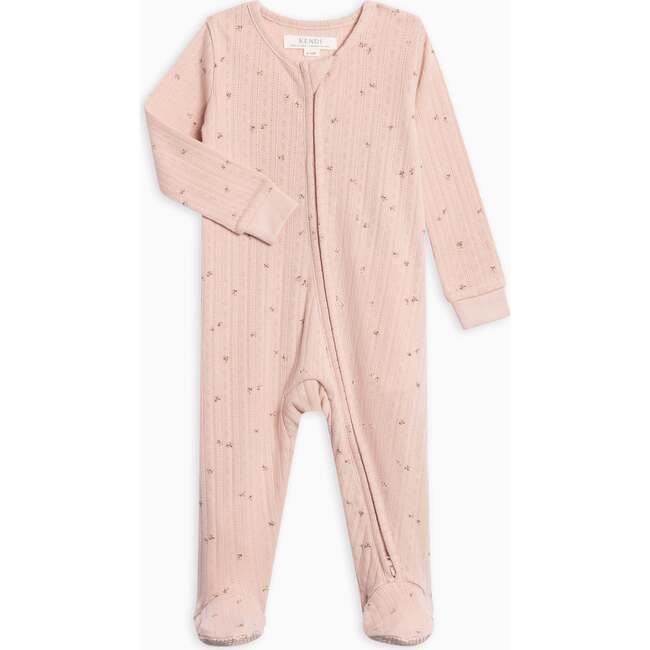 Maya Brushed Back Pointelle Footed Zipper Sleeper Haran Floral