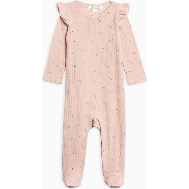 Addy Brushed Back Pointelle Flutter Sleeve Footed Romper Haran Floral