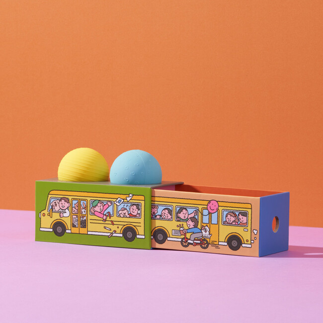 All-in-One Baby Ball in Bus Play Box, Yellow/Blue - Developmental Toys - 2